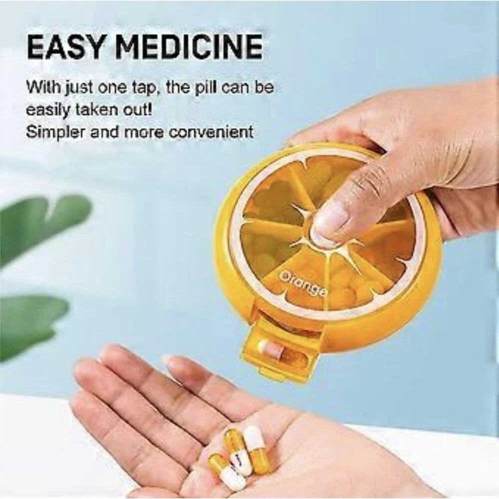 3 Pack Color Mini Pill Box Rotary Pill Box Fruit Shaped Plastic Pill Box - Picture 2 of 7